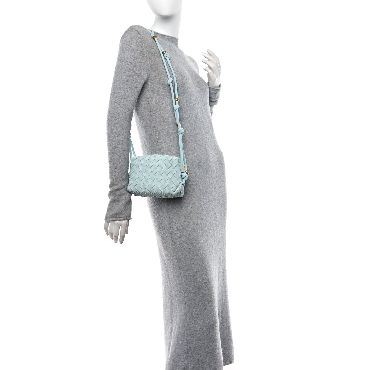 Suede Intrecciato Loop Camera Bag Teal