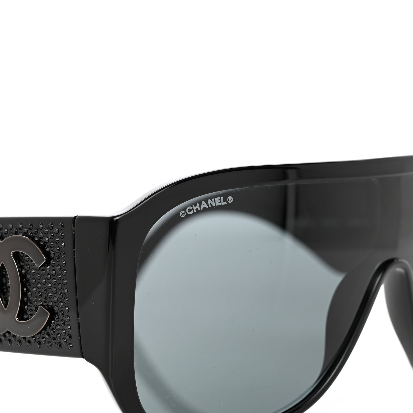 Acetate Crystal CC Shield Sunglasses 5466-B Black