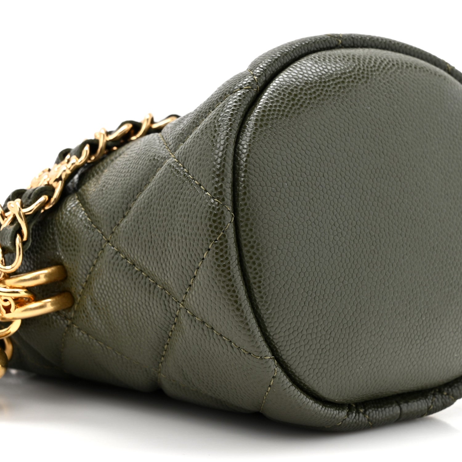Chanel Caviar Quilted Coco First Bucket Clutch With Chain Khaki 10 of 11