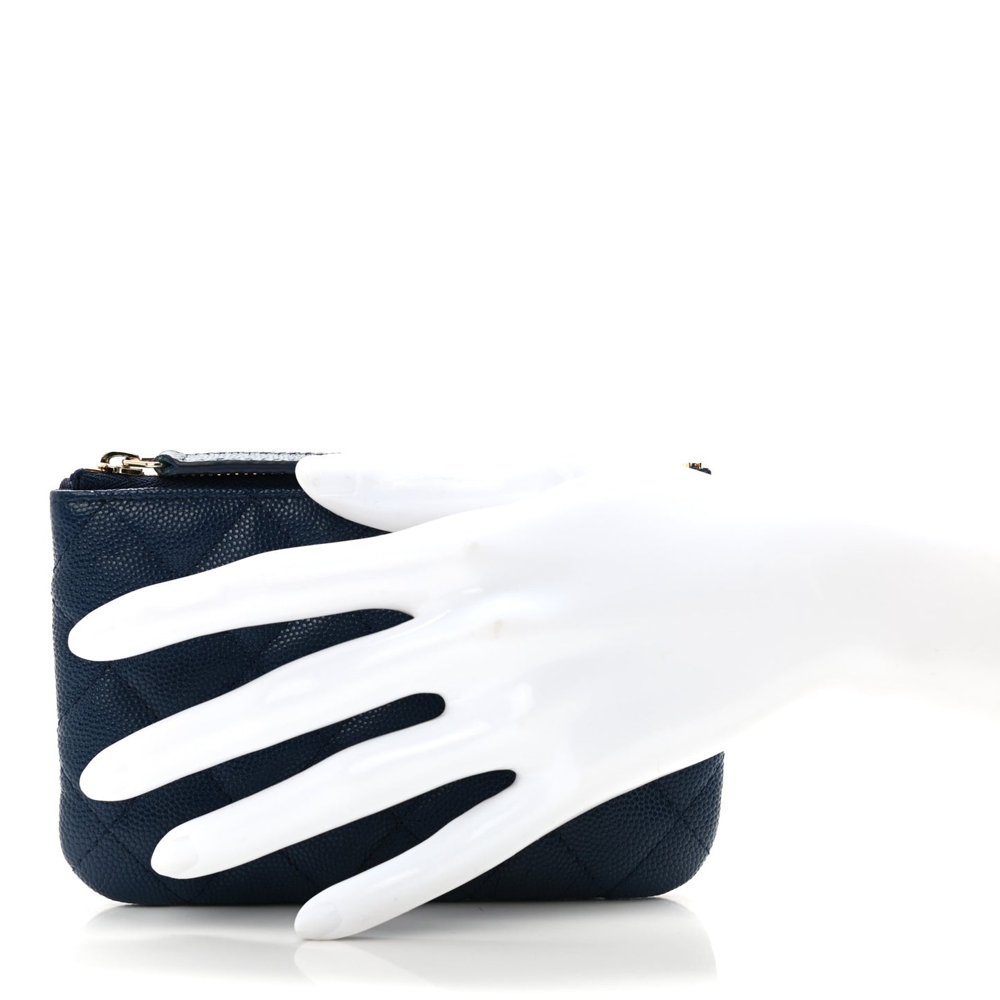 Caviar Quilted Small Cosmetic Case Navy Blue