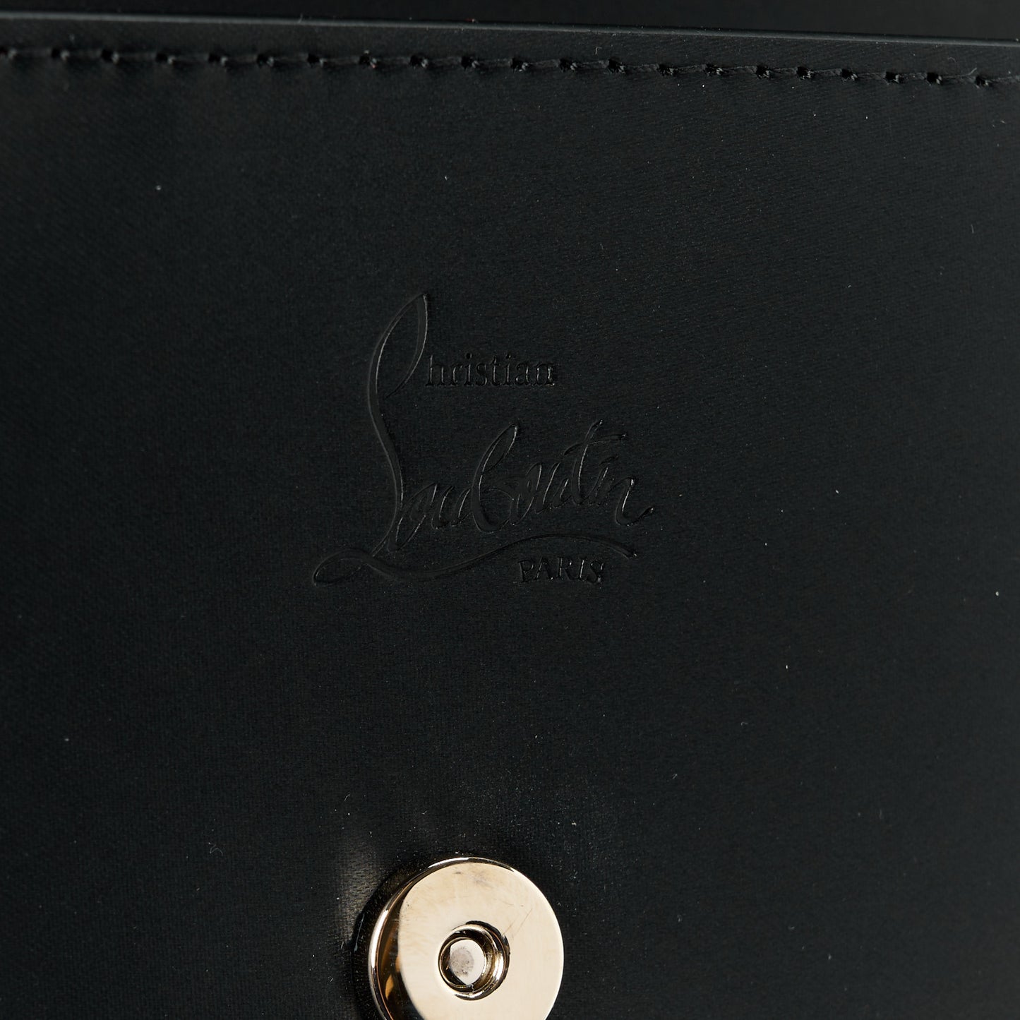 Satin Calfskin Laminated Loubi54 Crossbody Clutch Black