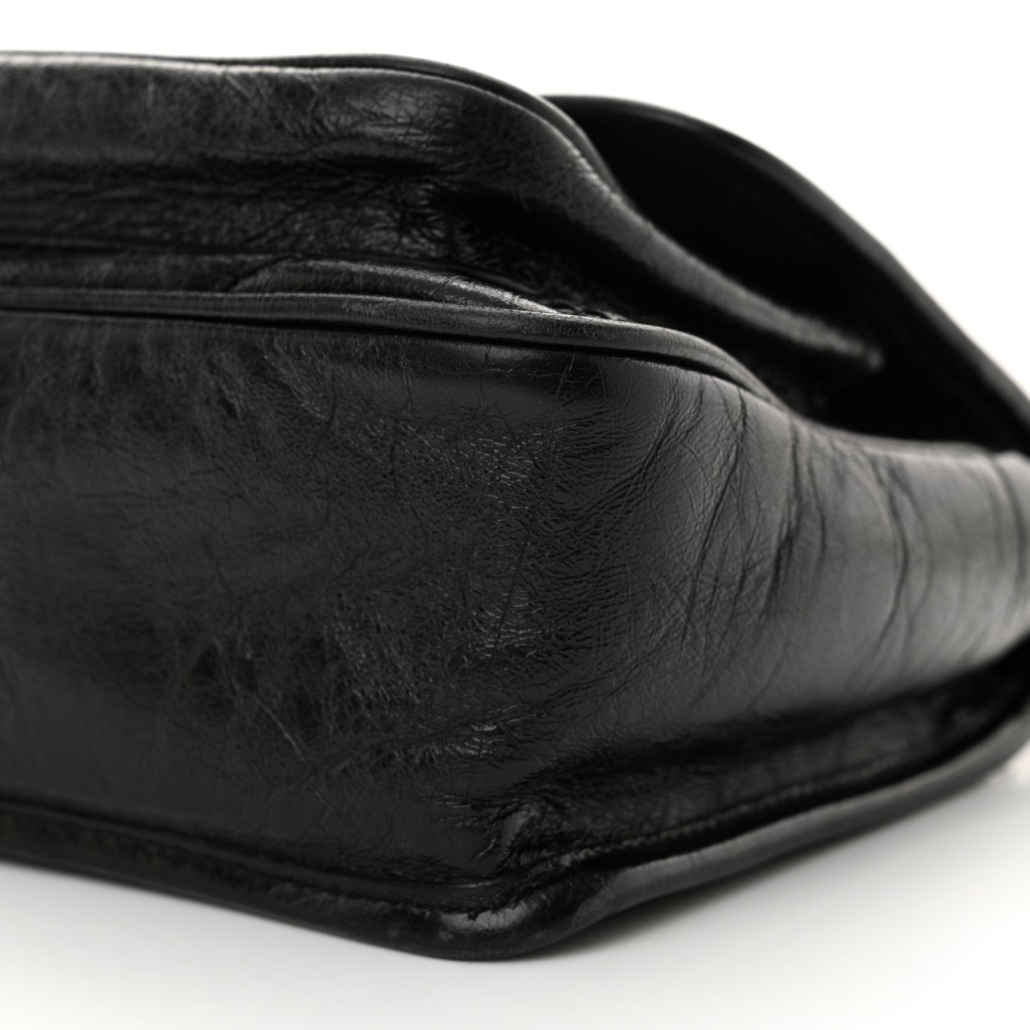 Crinkled Calfskin Matelasse Monogram Baby Niki Chain Satchel Black