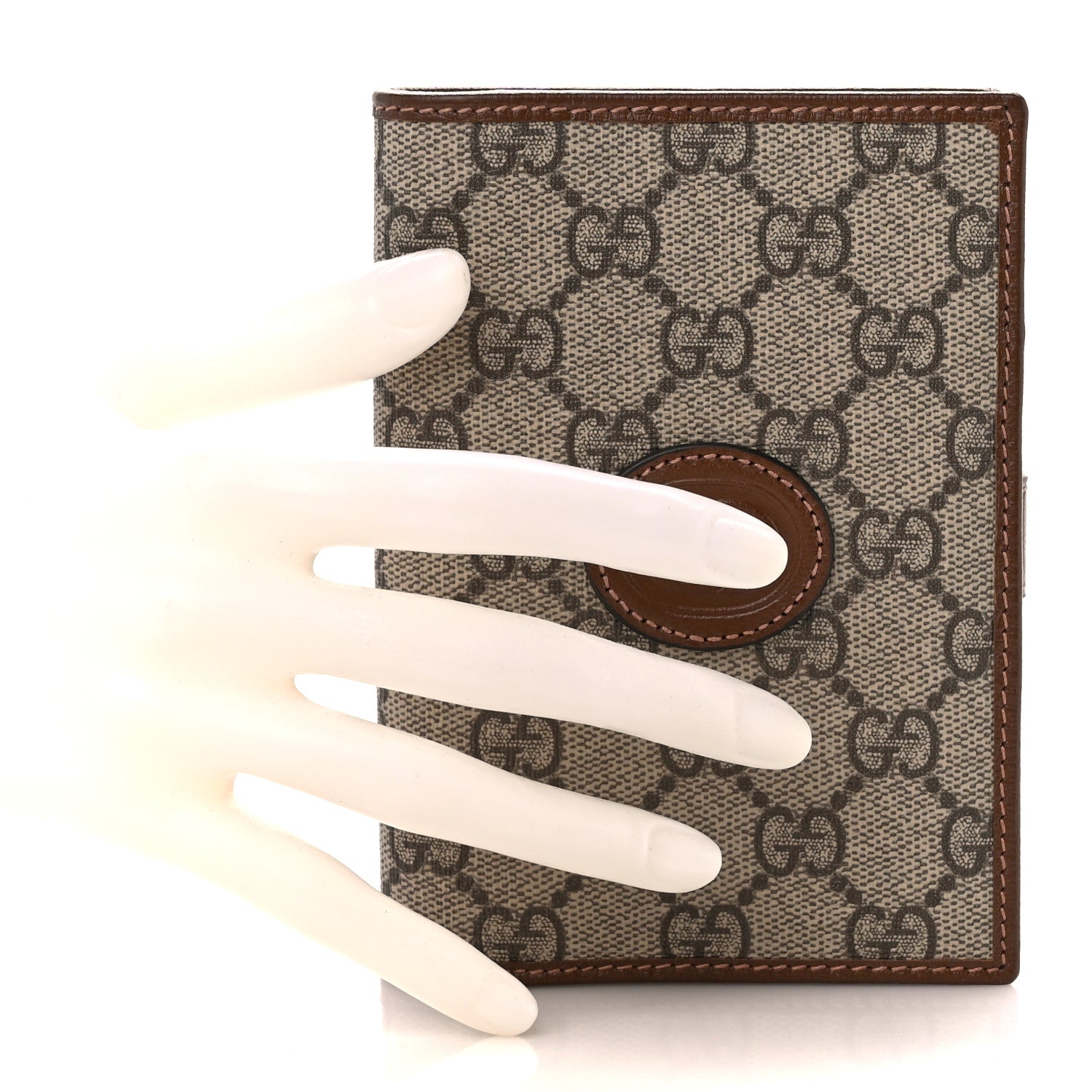 Gucci GG Supreme Monogram Azalea Calfskin Retro Interlocking G Passport Case Beige Red 2 of 11