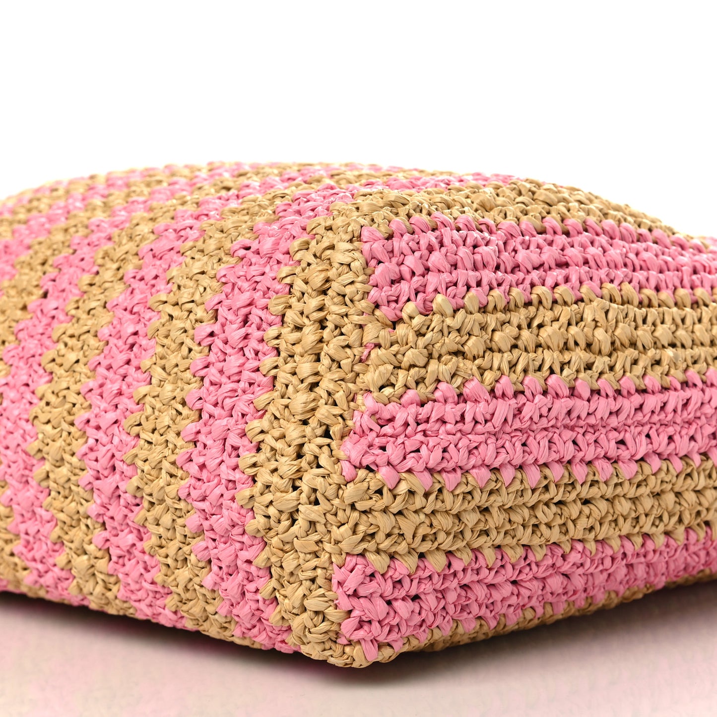 Yarn Raffia Effect Crochet Striped Large Logo Tote Naturale Petalo