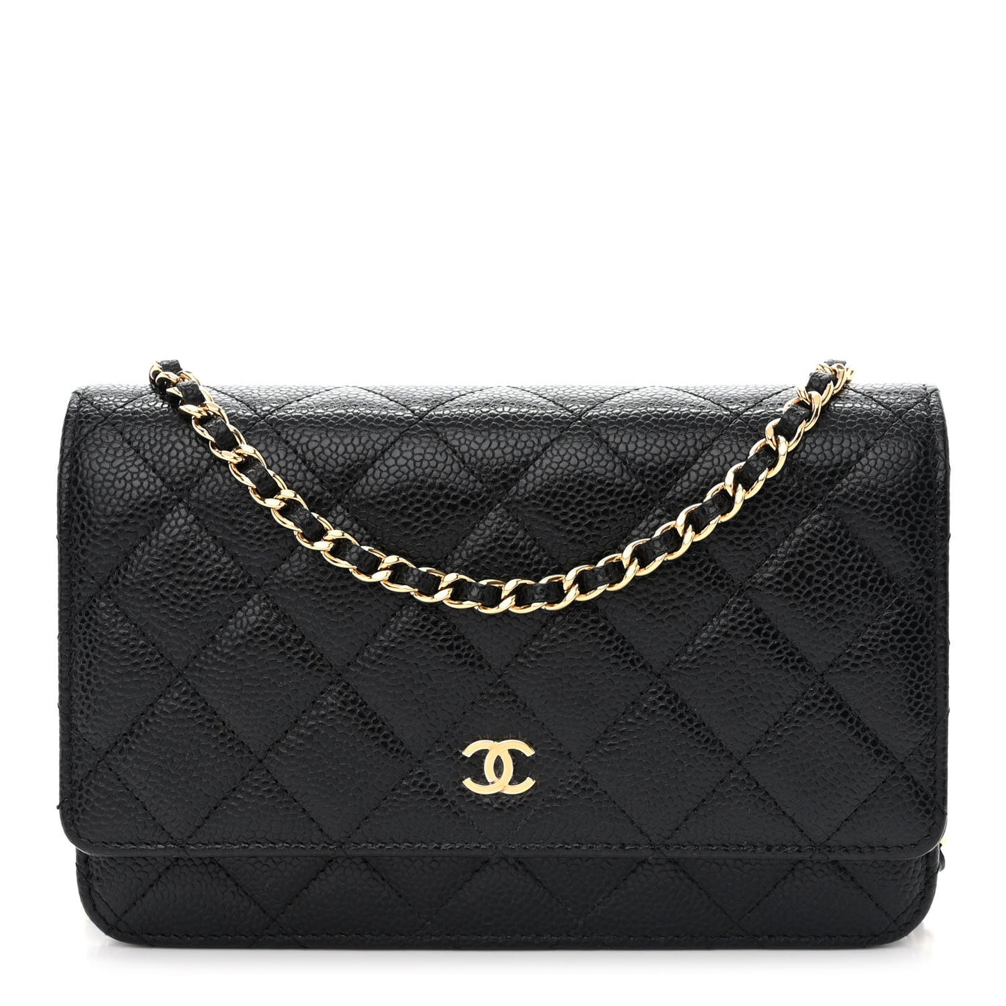 Caviar Quilted Wallet on Chain WOC Black