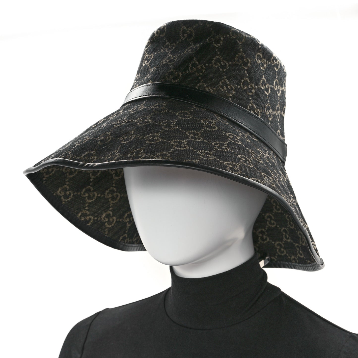 Monogram Wide Brim Hat M Black