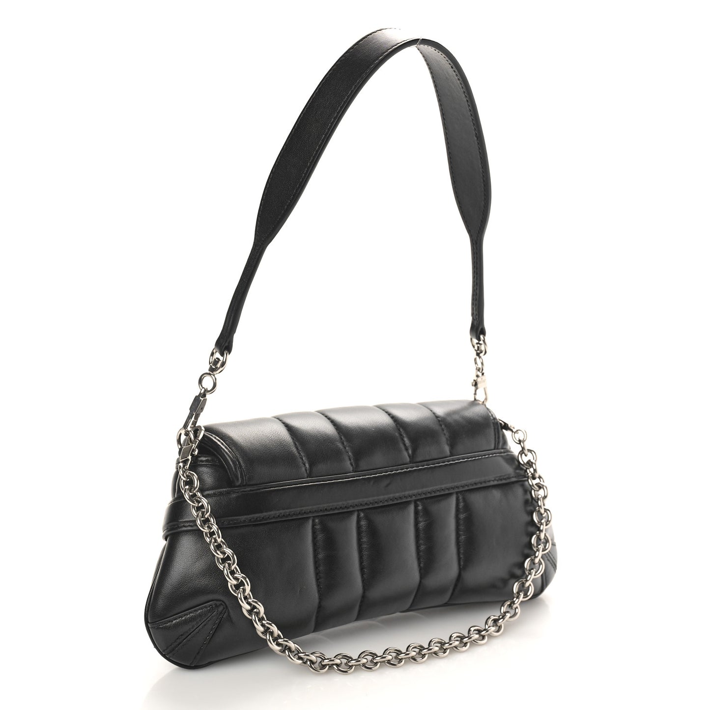 Nappa Vertical Matelasse Small Maxi Horsebit Chain Shoulder Bag Black