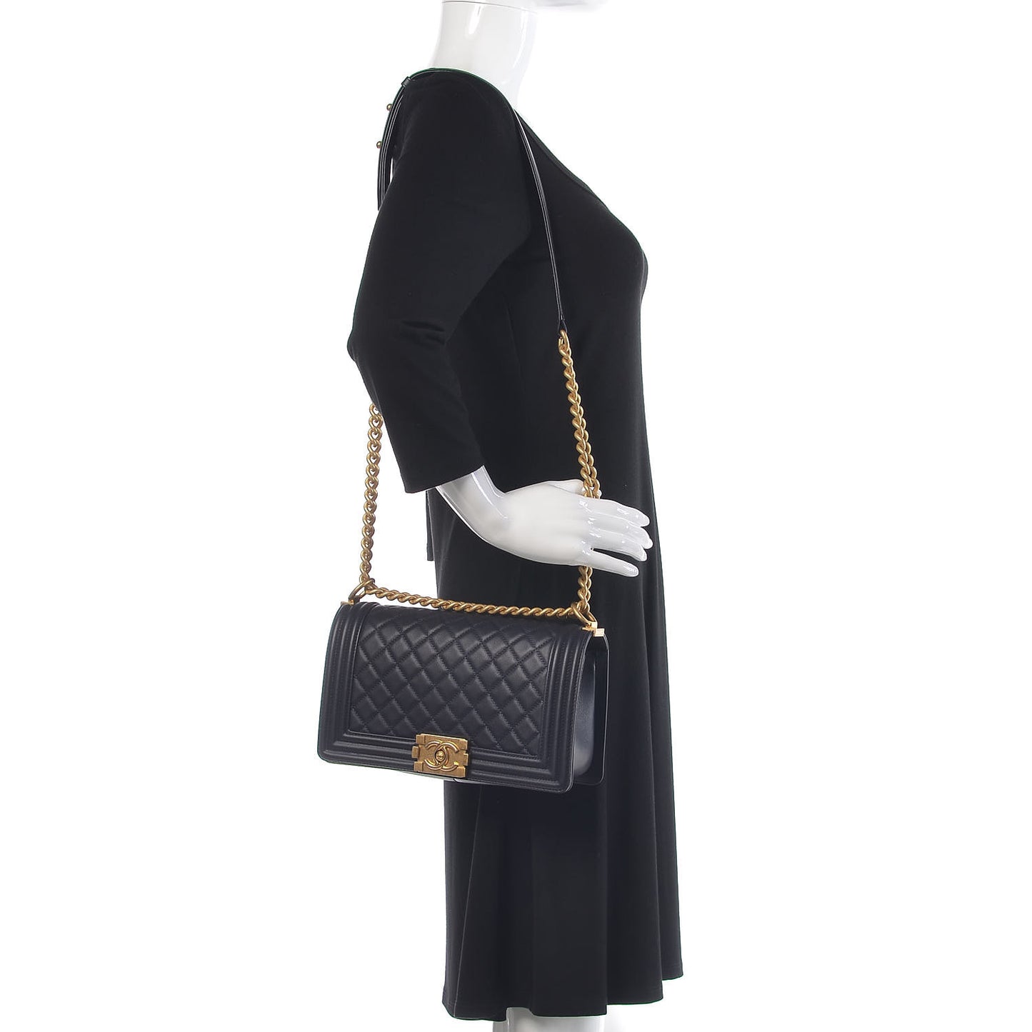 Lambskin Quilted Medium Boy Flap Dark Navy