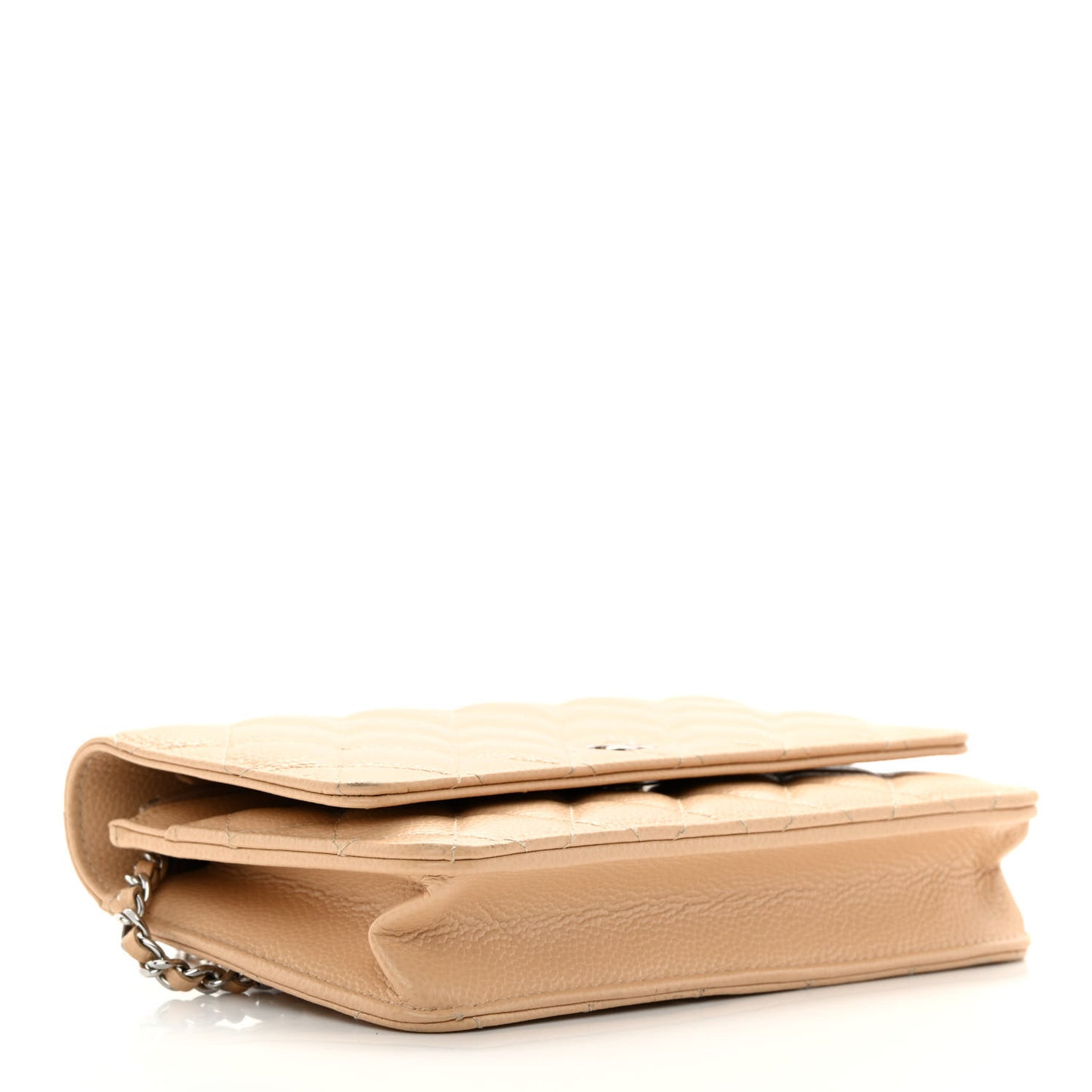 Caviar Quilted Wallet On Chain WOC Beige