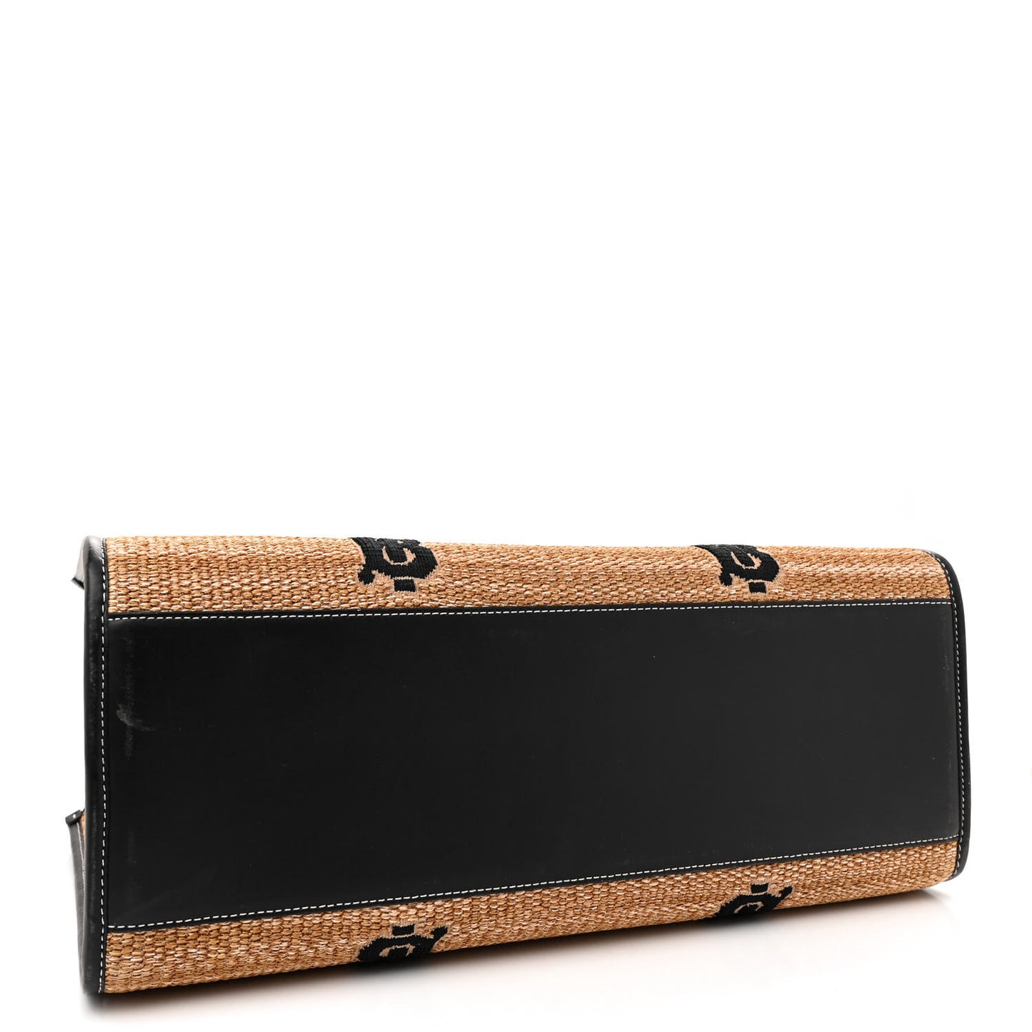 Raffia Calfskin Medium Freya Tote Natural Black