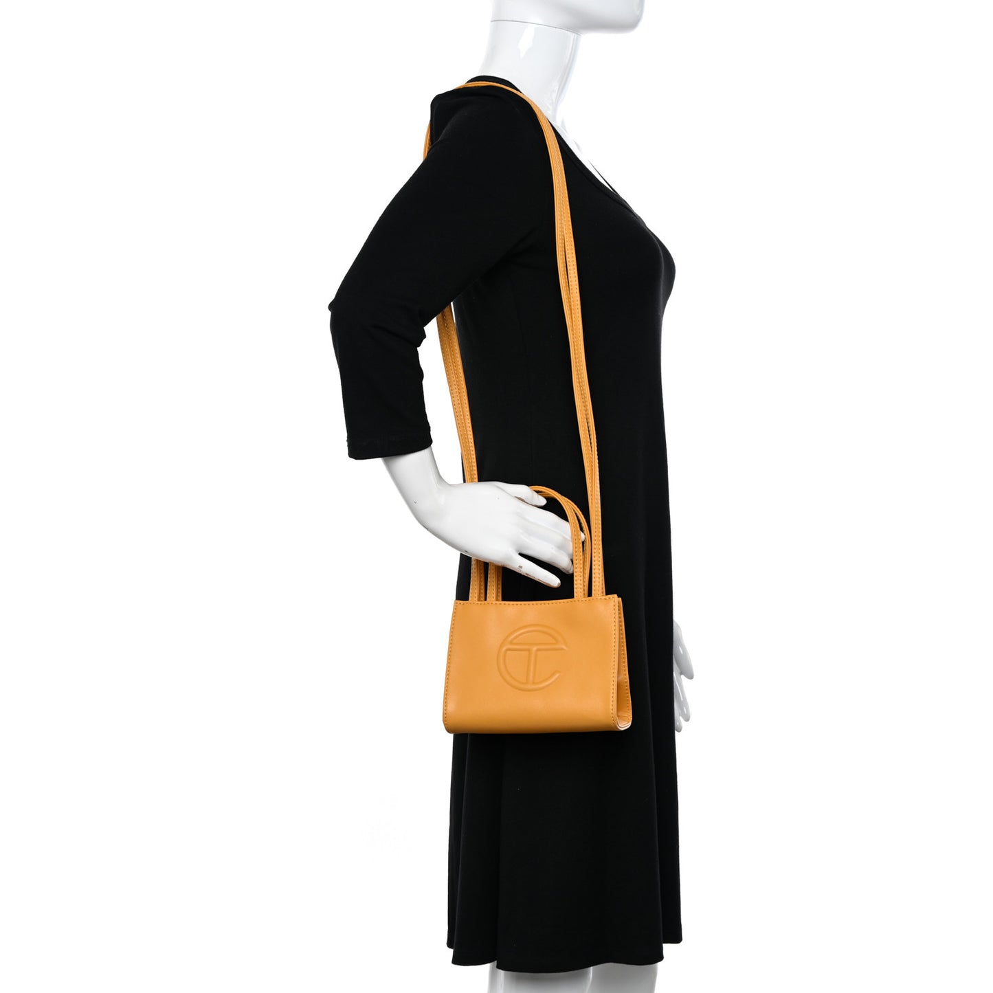 Vegan Leather Small Shopping Bag Mustard