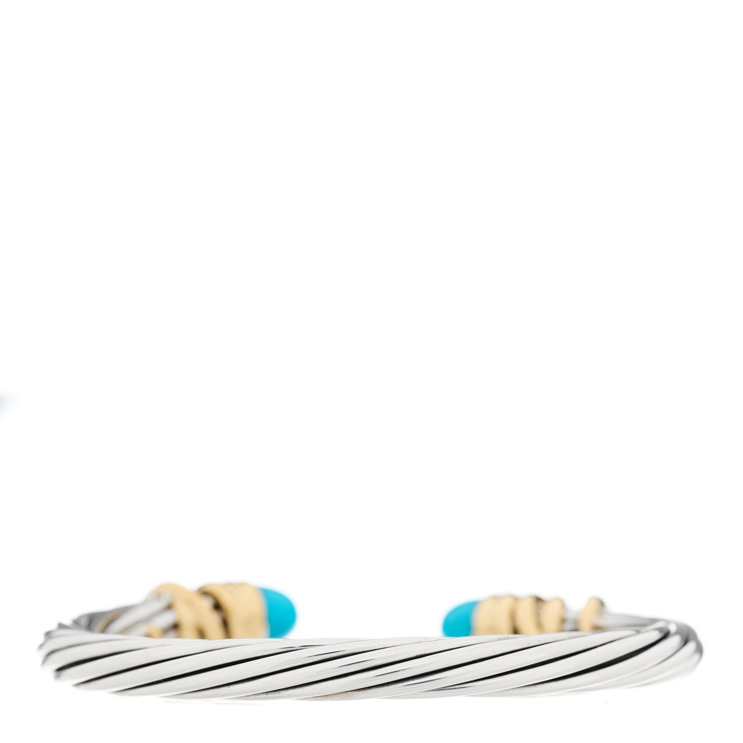 Sterling Silver 18K Yellow Gold Diamond Turquoise 6mm Helena Cuff Bracelet