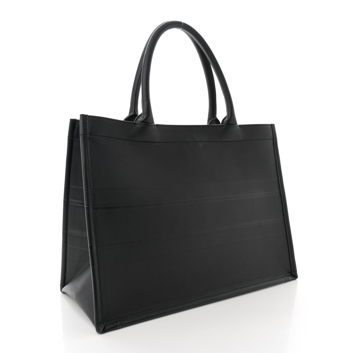Calfskin Embossed Medium Book Tote Black