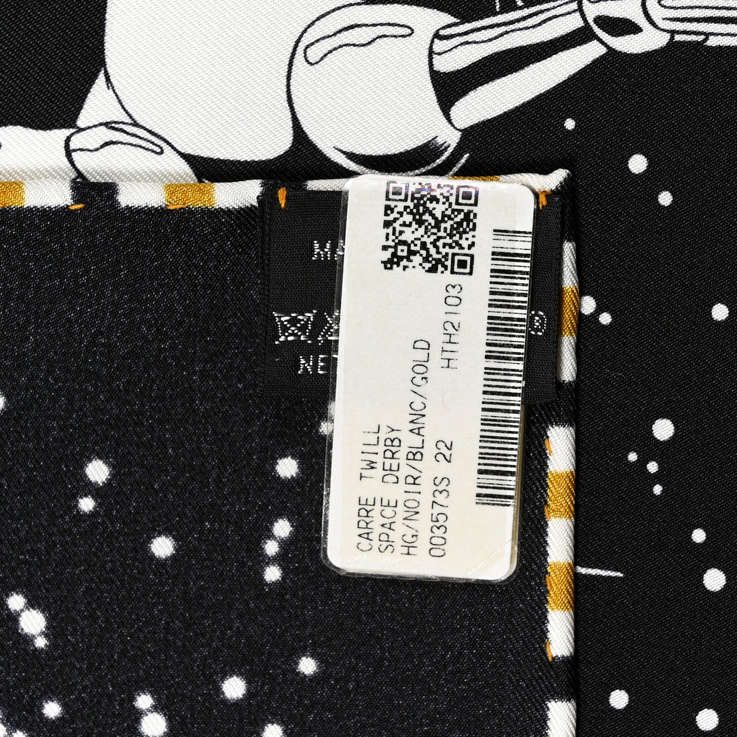 Silk Space Derby Scarf 90 Black White Gold