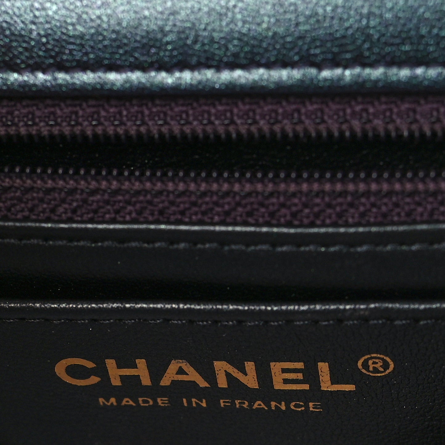 Iridescent Lambskin Quilted Mini Rectangular Flap Black