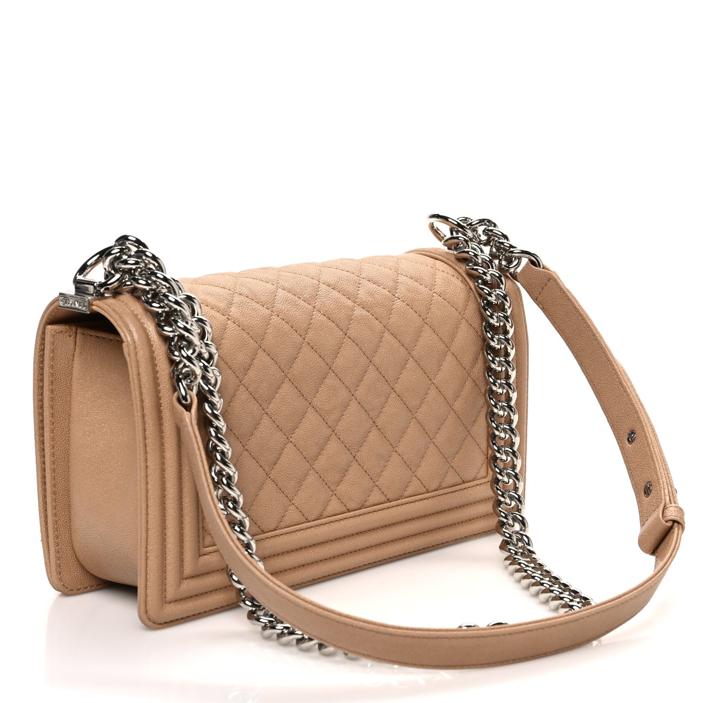 Caviar Quilted Medium Boy Flap Beige