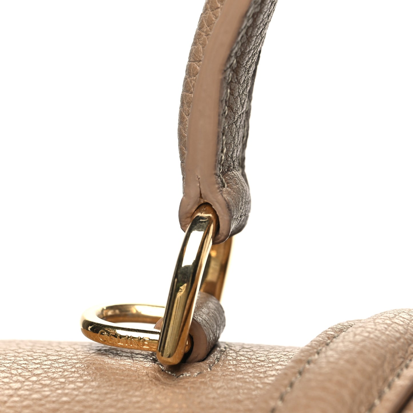 Grained Calfskin Small 16 Top Handle Bag Beige