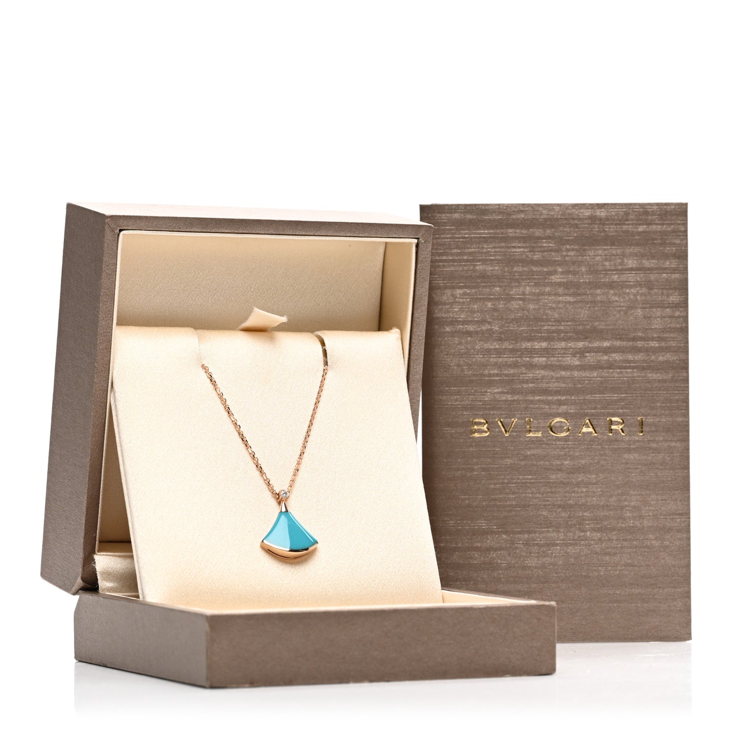 18K Rose Gold Diamond Turquoise Divas' Dream Pendant Necklace