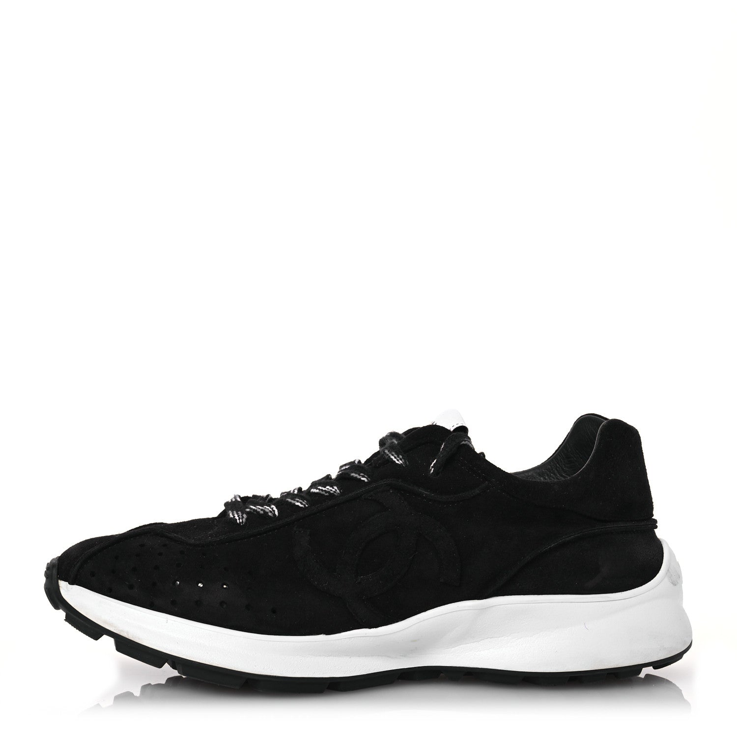 Chanel Suede Goatskin CC Sneakers 39 Black 1 of 15