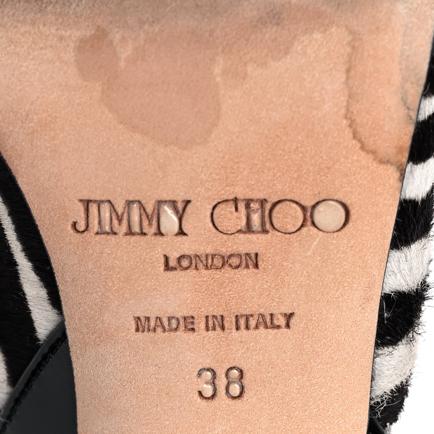 Jimmy Choo Pony Hair Zebra Print Patent Pointy Toe 100 Pumps 38 Black 6 of 8