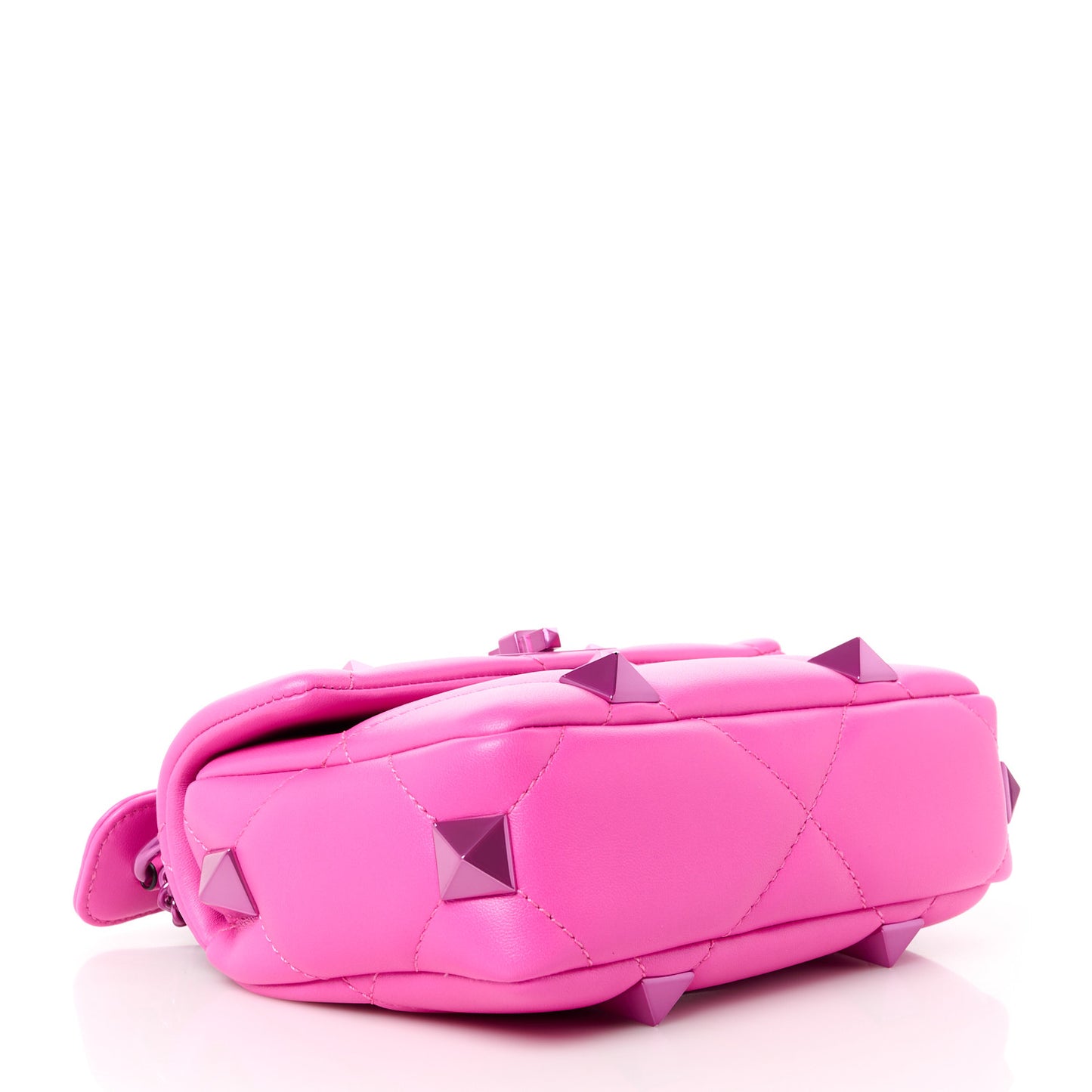 Nappa Lacquer Monochrome Small Roman Stud Shoulder Bag Pink PP