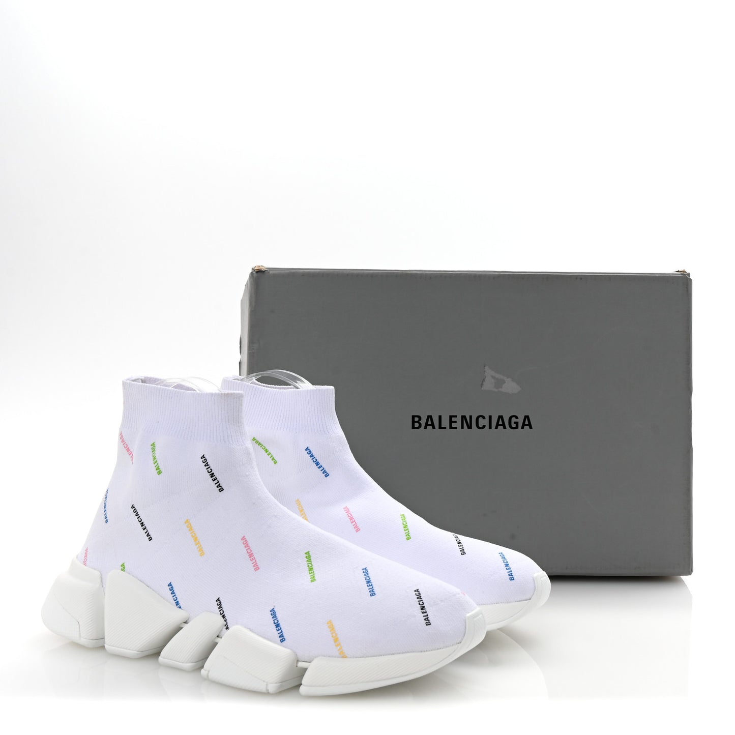 Technical 3D Recycled Knit Allover Logo Womens Speed 2.0 Sneakers 39 White Multicolor