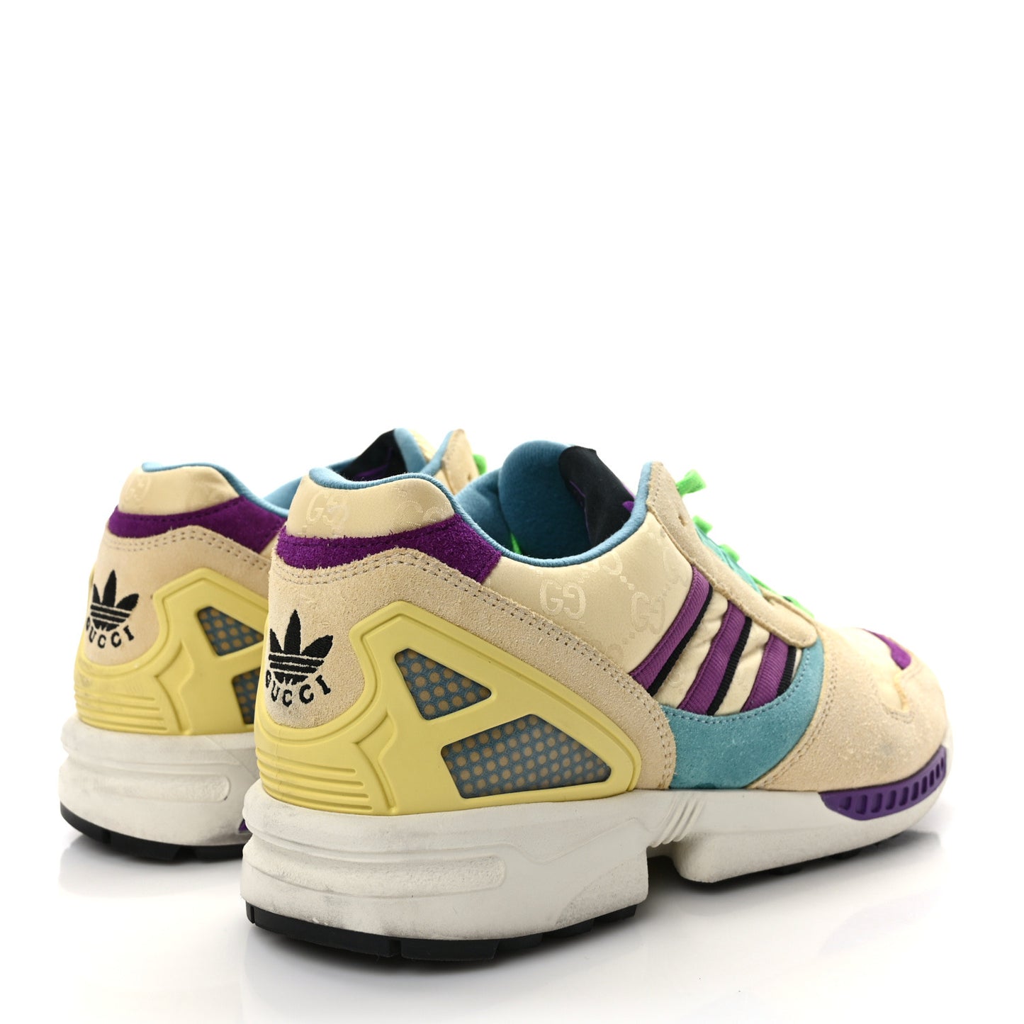 X ADIDAS Suede Madeira Nylon Jacquard GG Monogram Womens ZX8000 Sneakers 5.5 Butter Dusty Azure Shine Purple