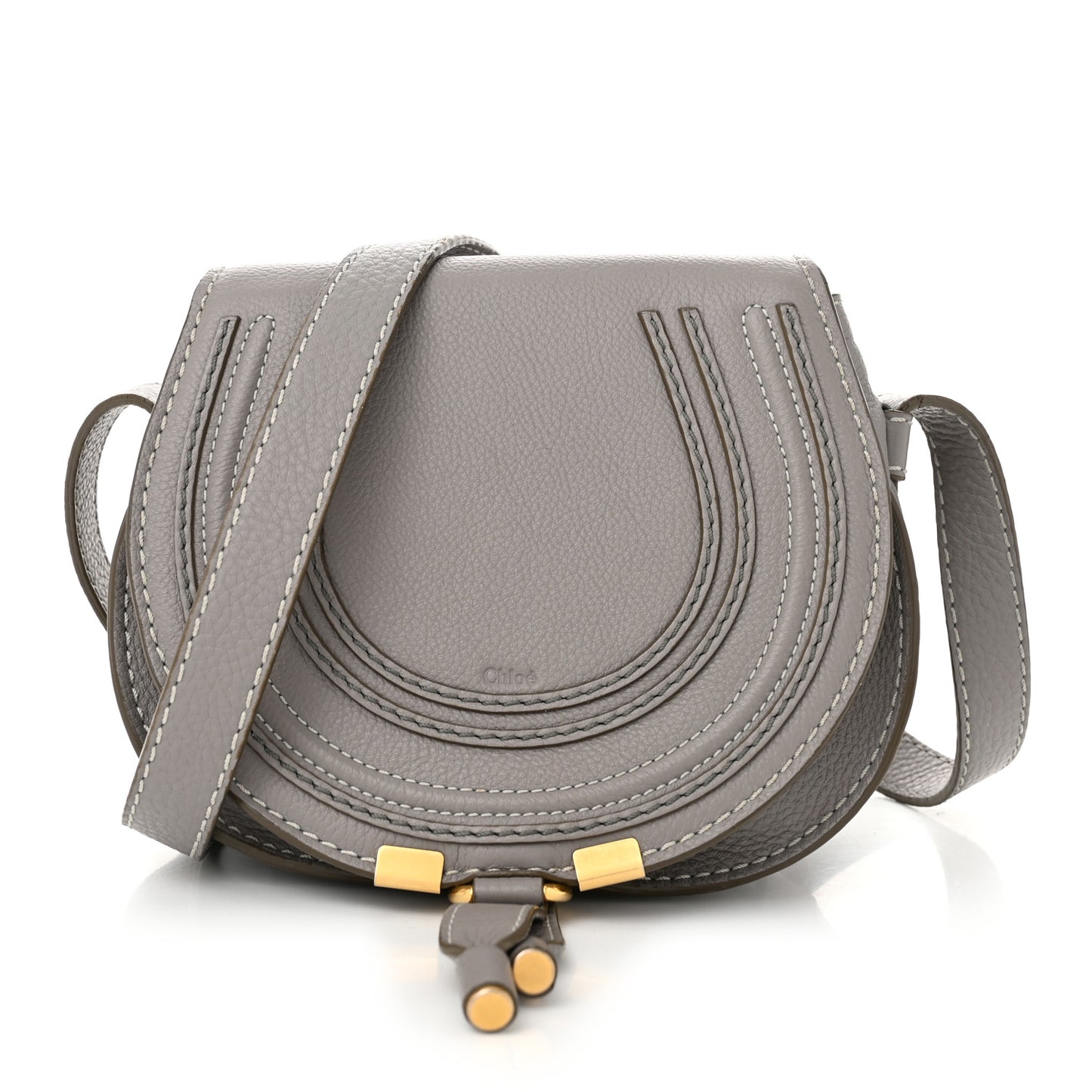 Calfskin Mini Marcie Round Crossbody Bag Cashmere Grey