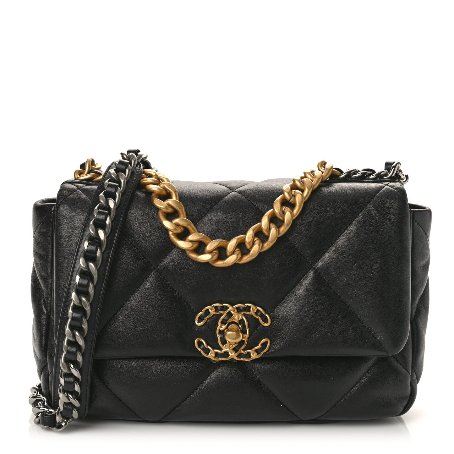 Lambskin Quilted Medium Chanel 19 Flap Black