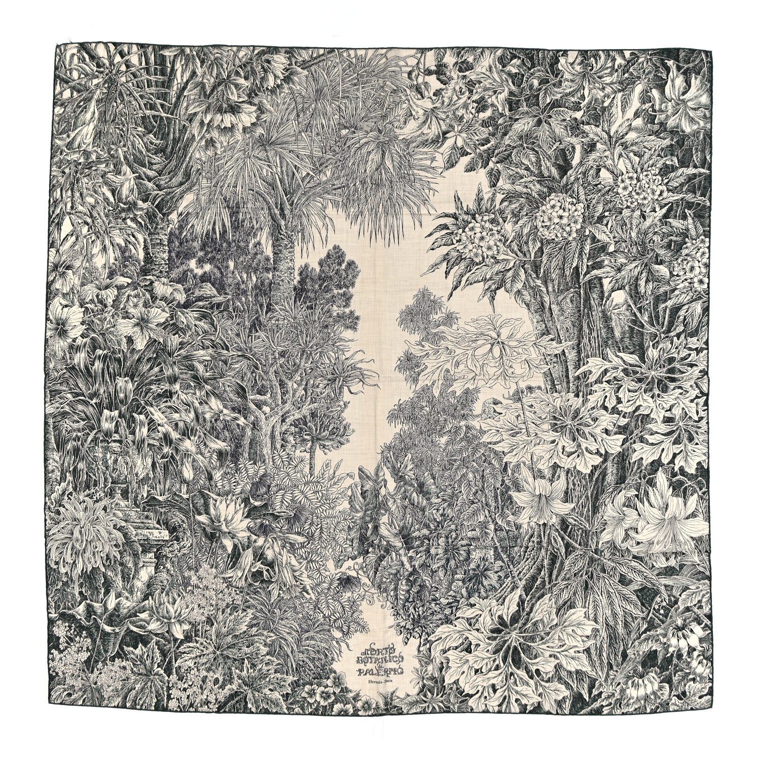 Hermes Cashmere Silk All 'Orto Botanico Di Palermo Shawl 140 Vert