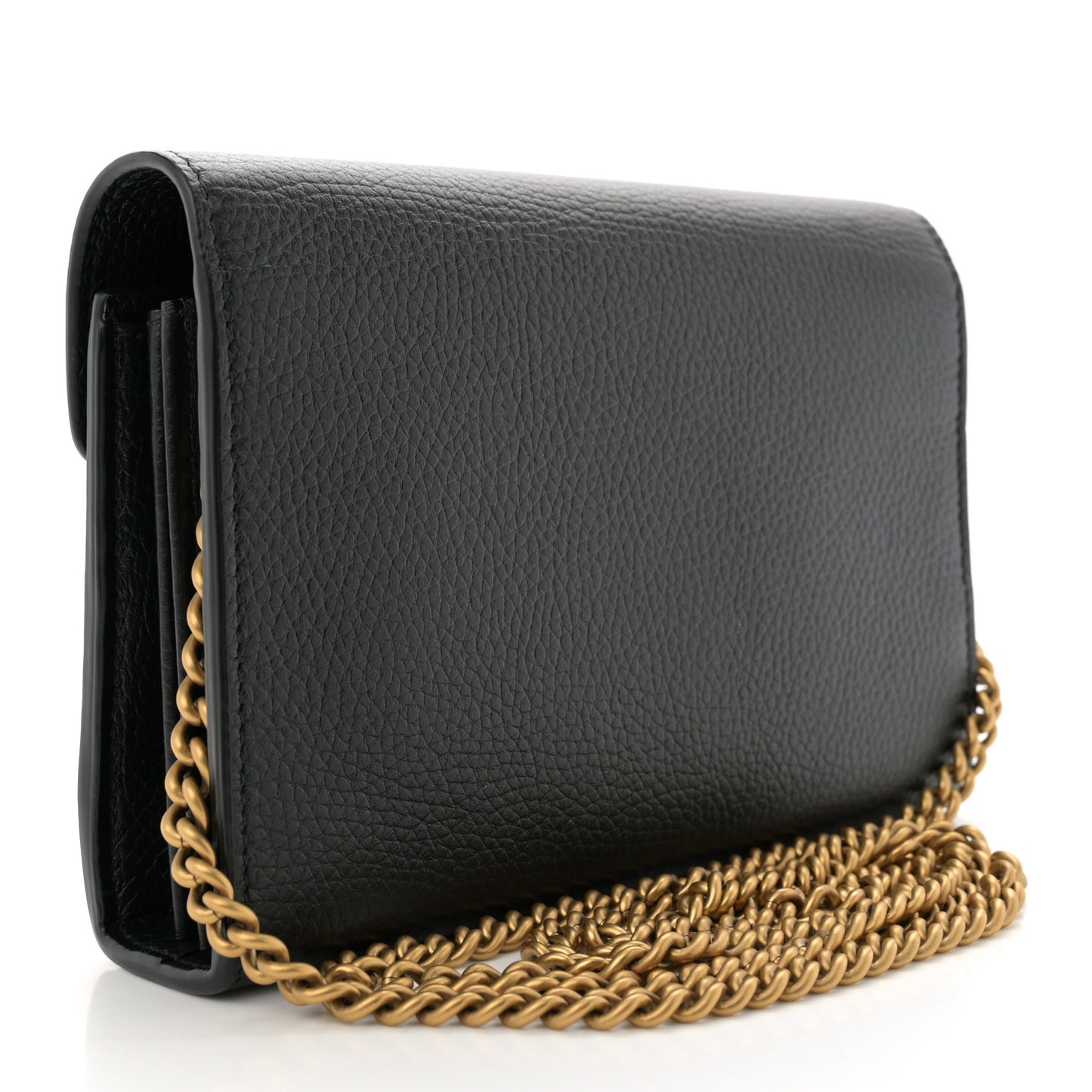 Calfskin GG Marmont Chain Wallet Black