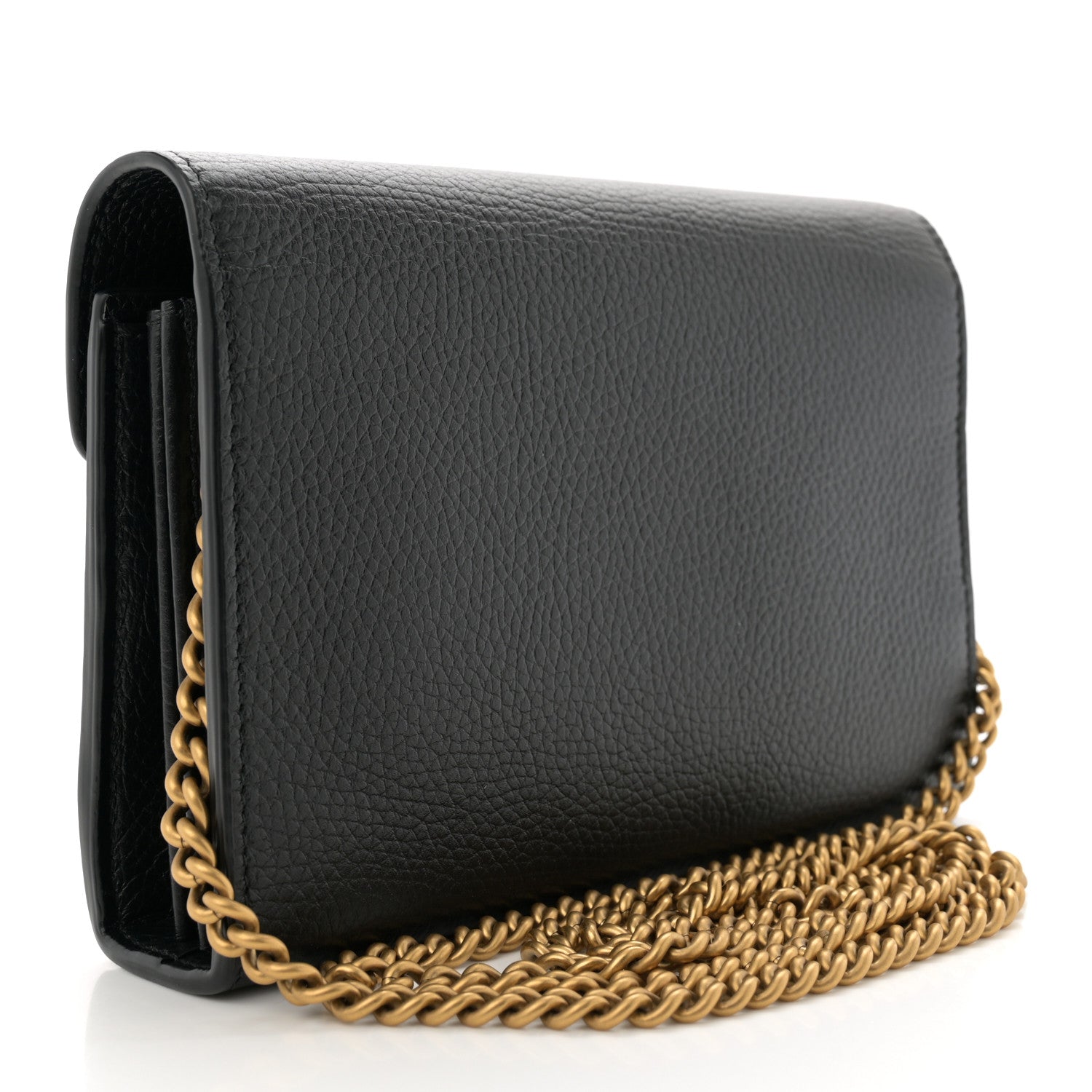 Gucci Calfskin GG Marmont Chain Wallet Black 3 of 12