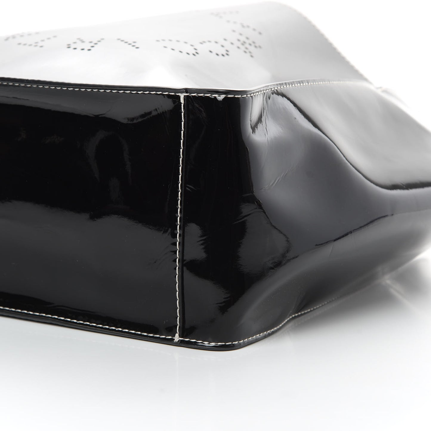 Eco Alter Patent East West Perforated Tote Black