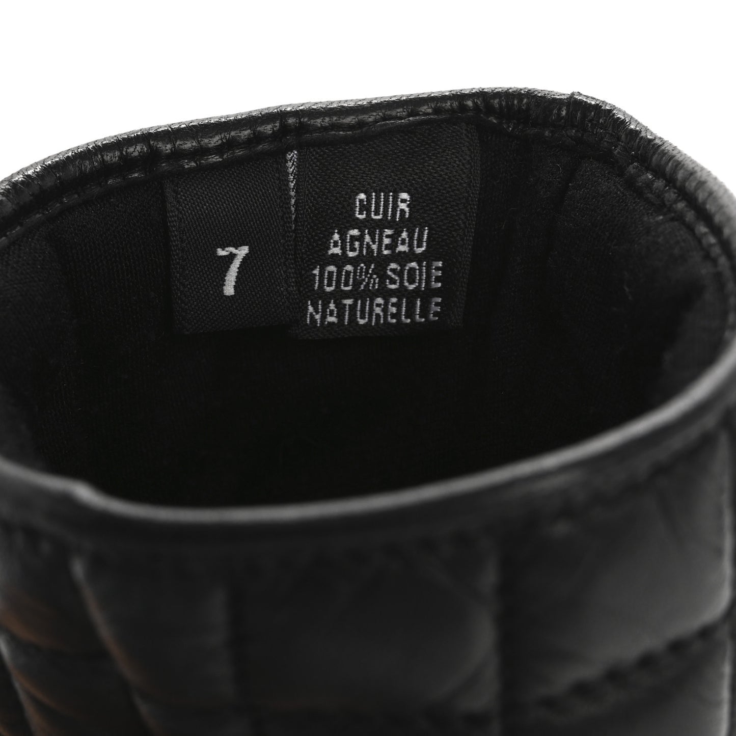 Lambskin Quilted Chocolate Bar Gloves 7 Black