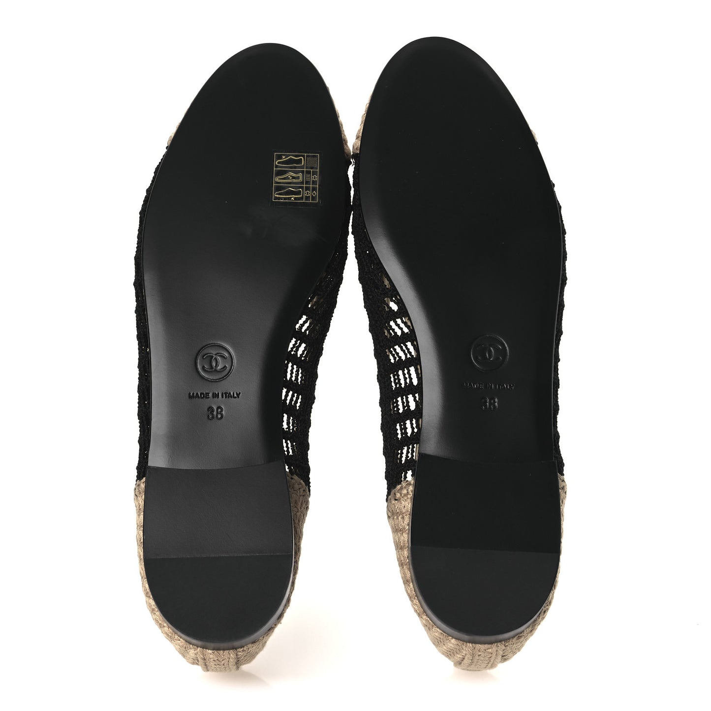 Raffia Cap Toe Ballerina Flats 38 Black Beige