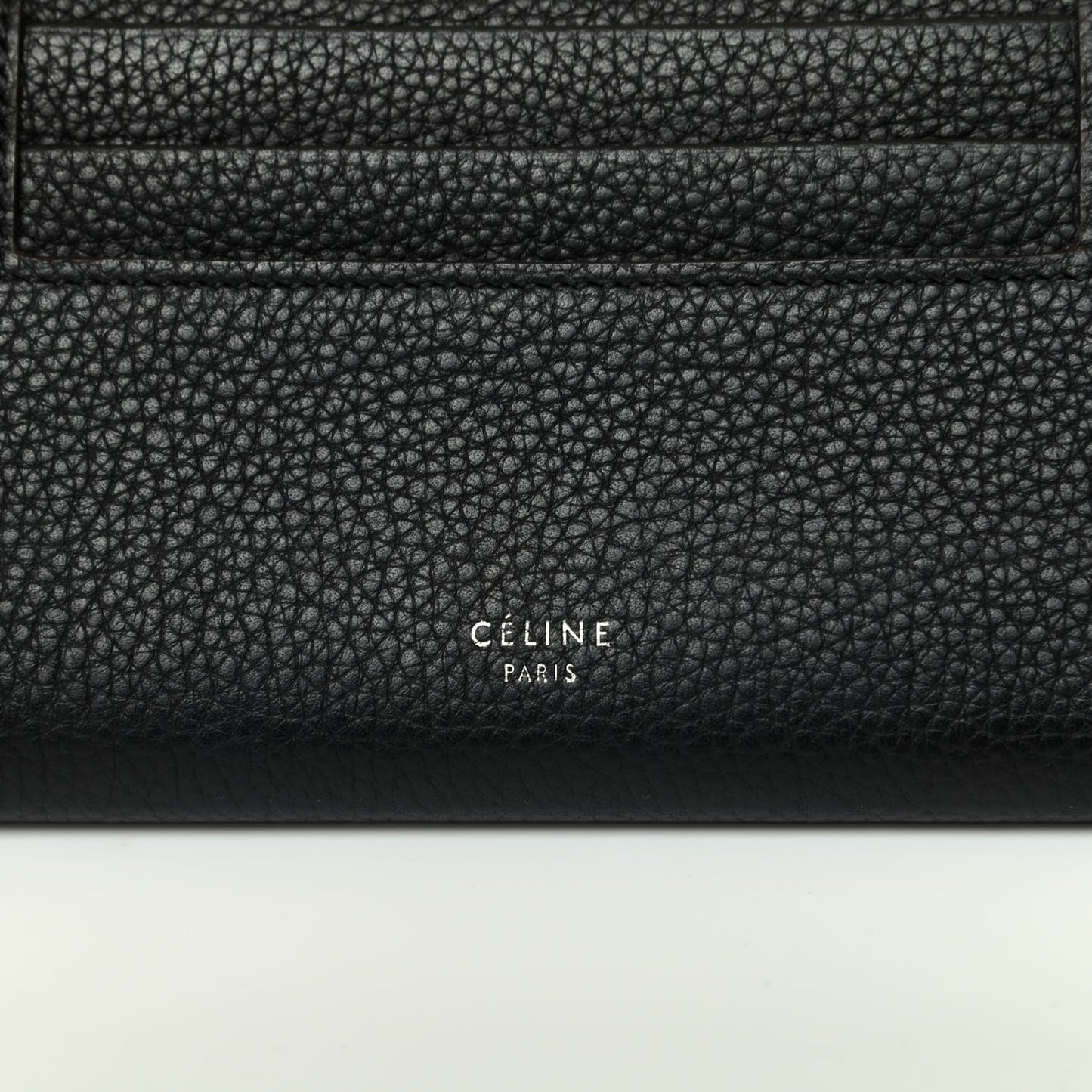 Drummed Calfskin Large Multifunction Flap Wallet Black