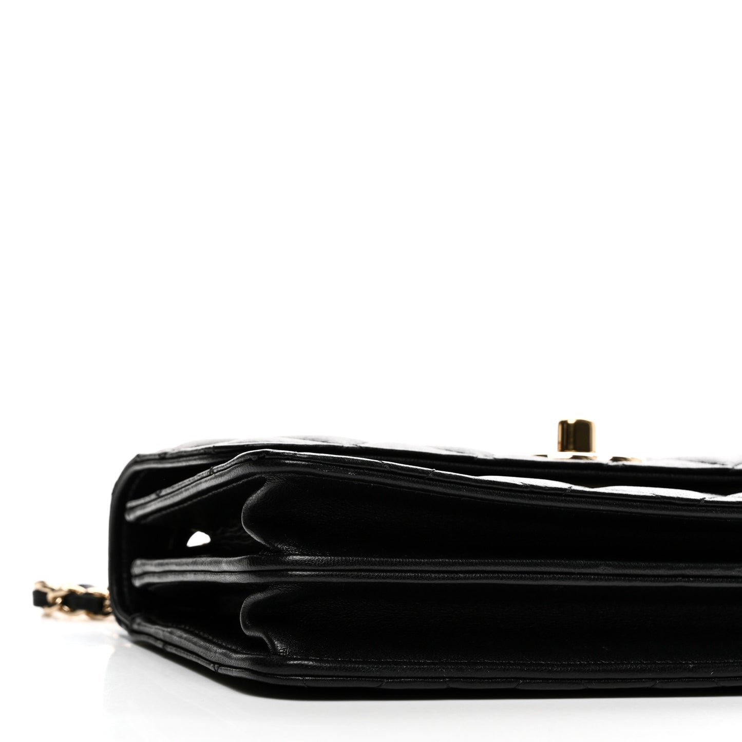 Lambskin Quilted Trendy CC Dual Handle Clutch With Chain Black