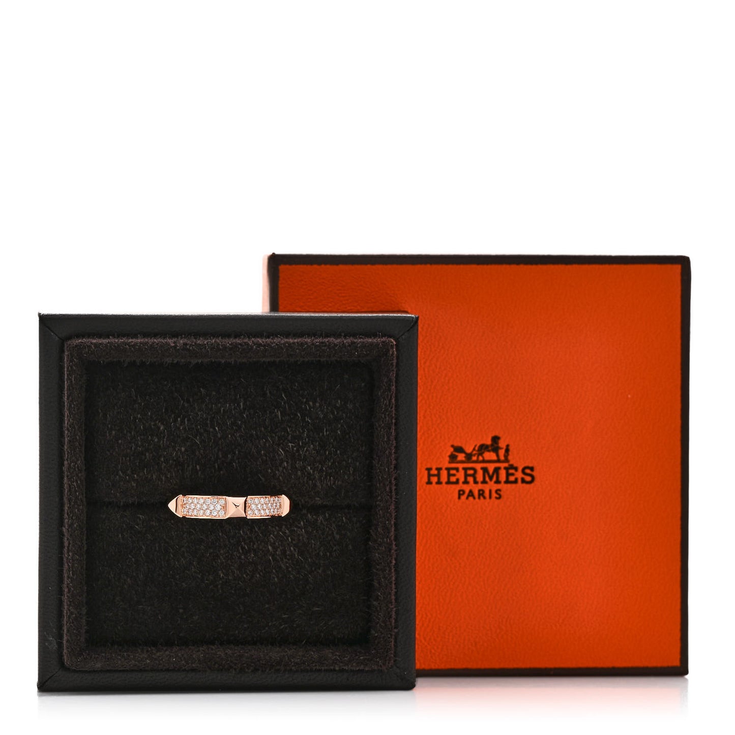 18K Rose Gold Diamond Clou D'H Ring 56 7.5