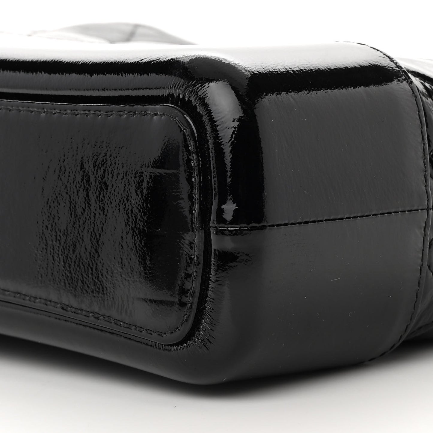 Patent Goatskin Quilted Medium Gabrielle Hobo Black