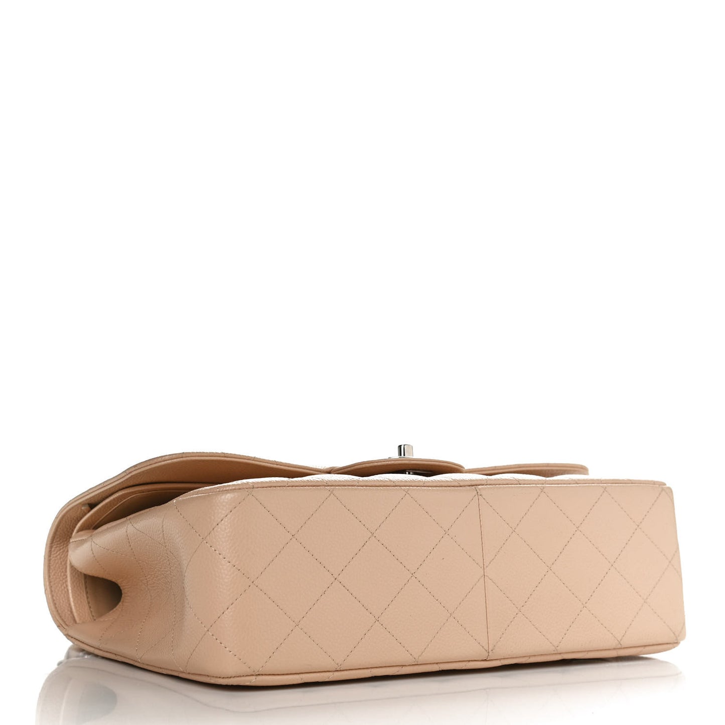 Caviar Quilted Jumbo Double Flap Beige Clair