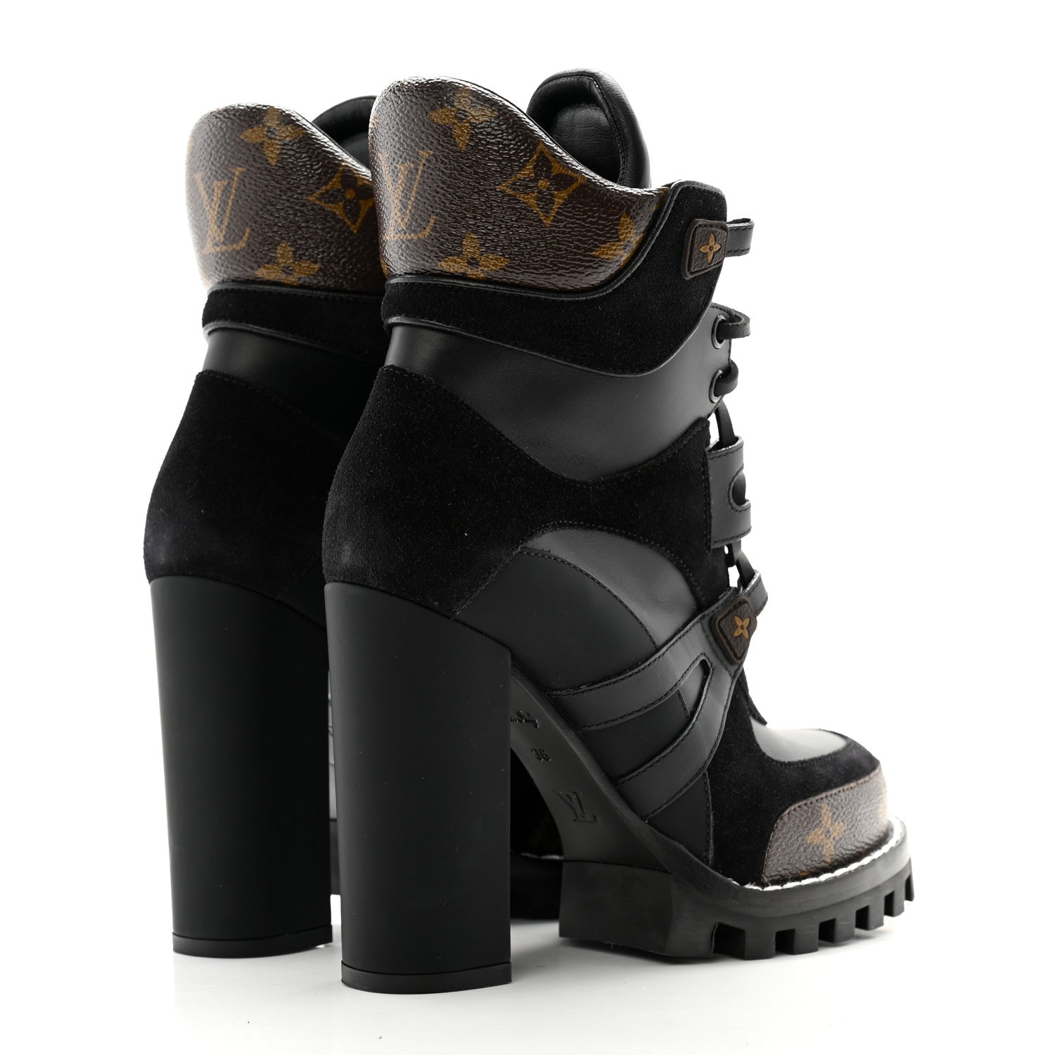 Louis Vuitton Suede Calfskin Monogram Star Trail Ankle Boots 36 Black 4 of 10
