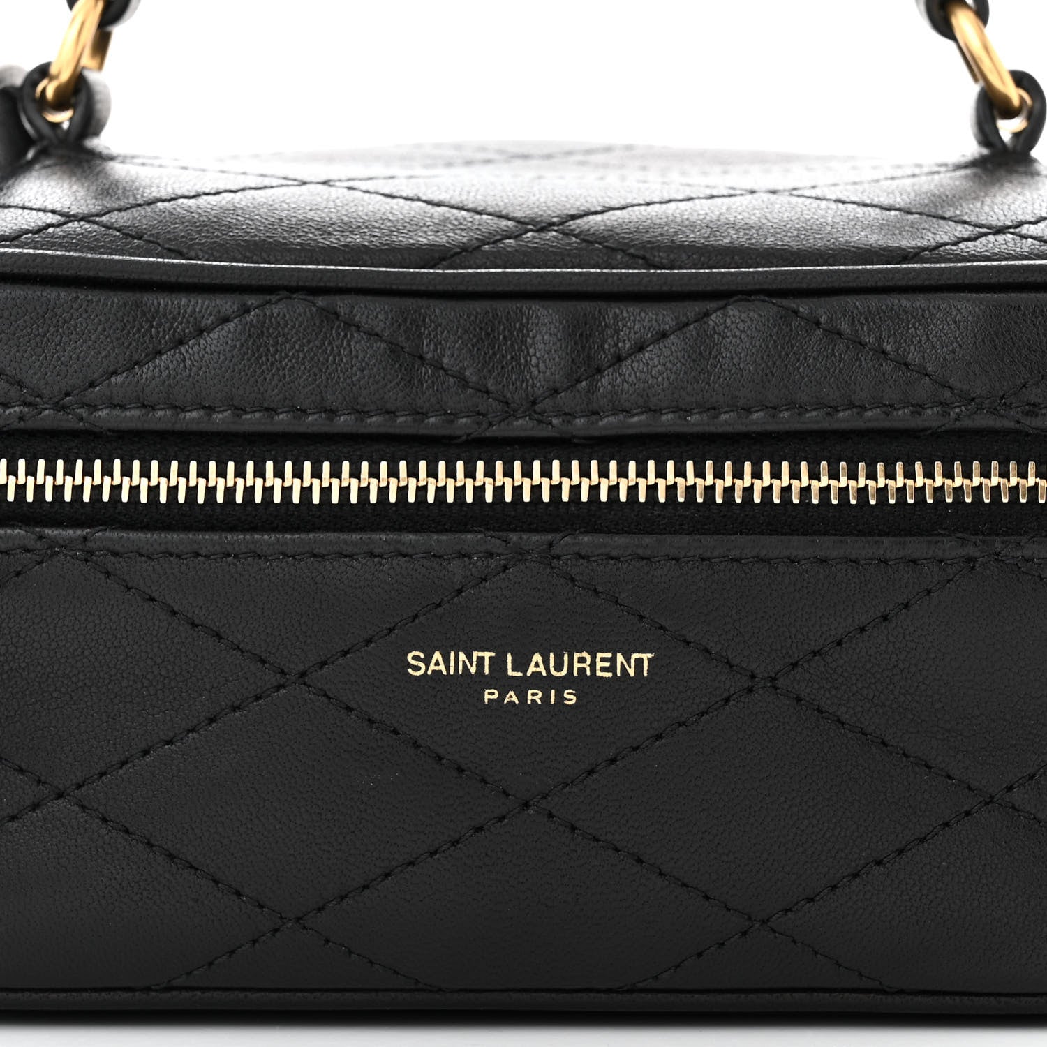 Saint Laurent Grain De Poudre Quilted Vanity Bag Top Handle Black 8 of 11