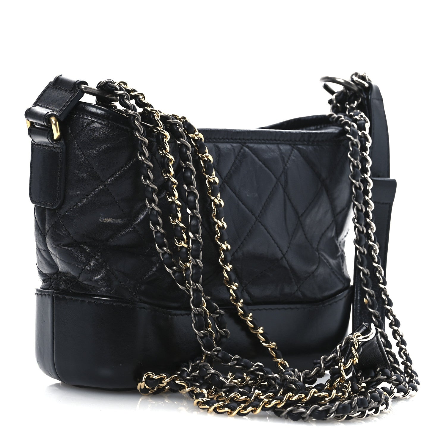 Chanel Aged Calfskin Quilted Small Gabrielle Hobo Black 3 of 12