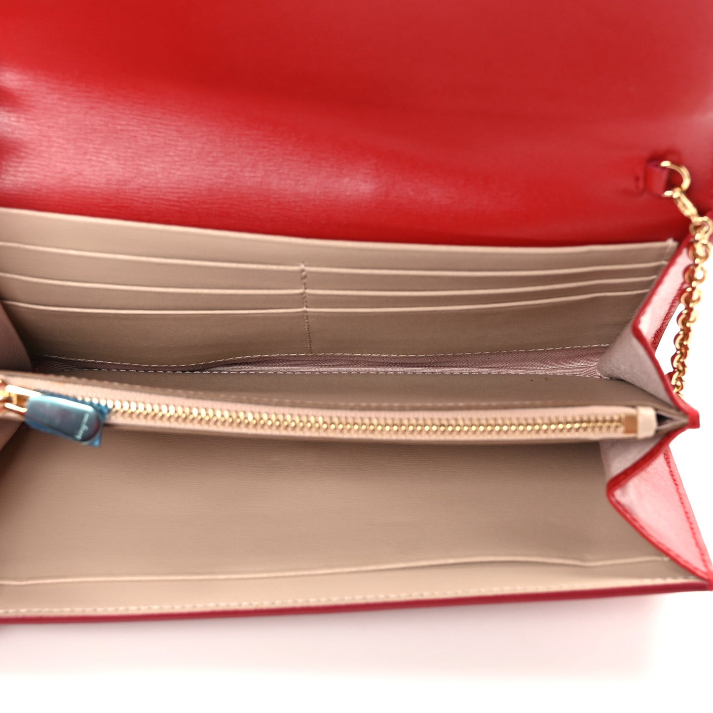 Calfskin City Wallet On Chain Red