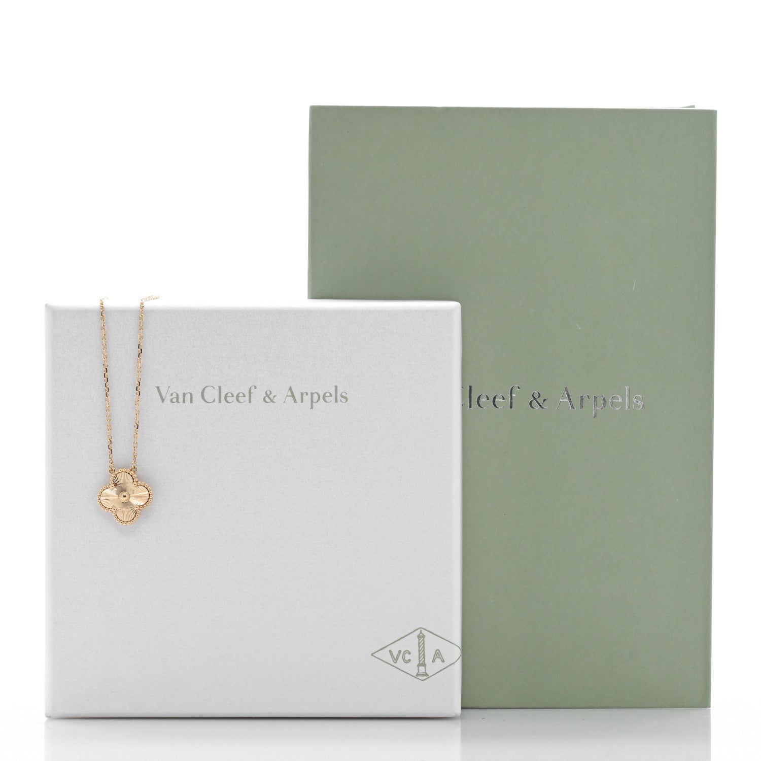 Van Cleef & Arpels 18K Yellow Gold Guilloche Vintage Alhambra Pendant Necklace 5 of 5