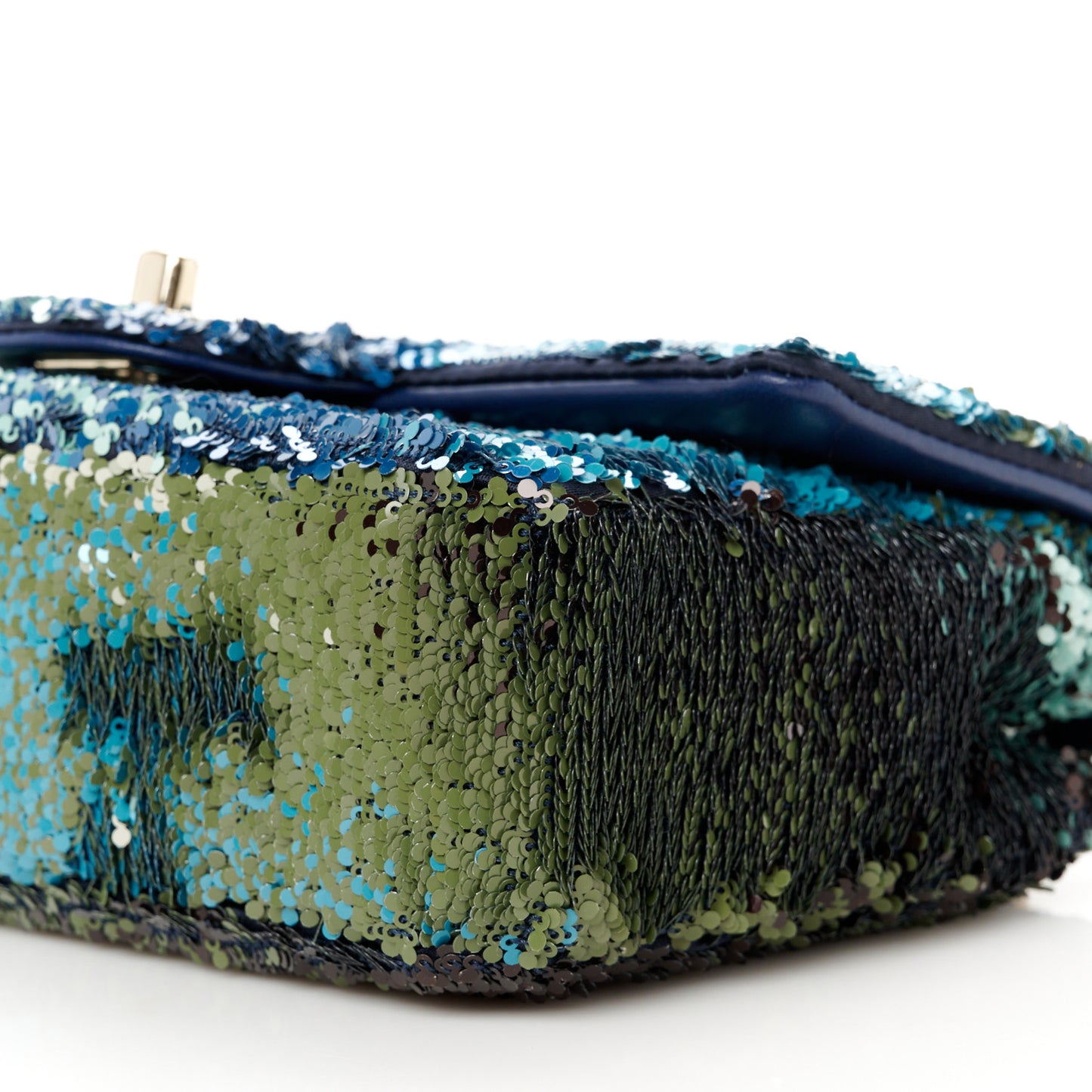 Shaded Sequins Mini Flap Light Green Dark Brown White Blue
