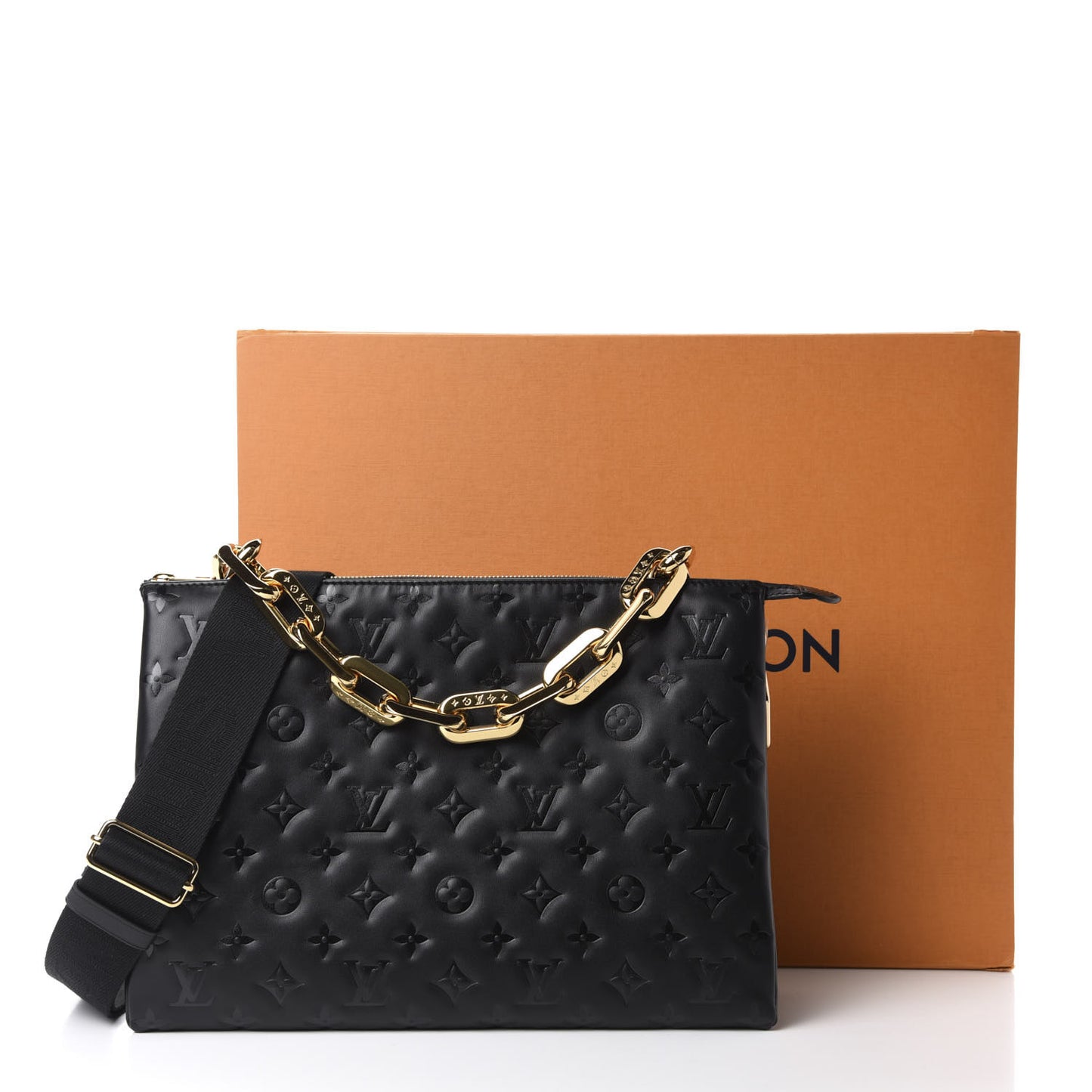Lambskin Embossed Monogram Coussin MM Black