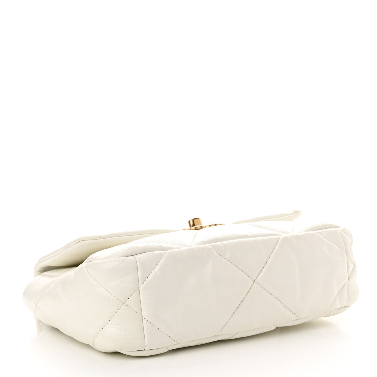 Shiny Crumpled Calfskin Quilted Medium Chanel 19 Flap White