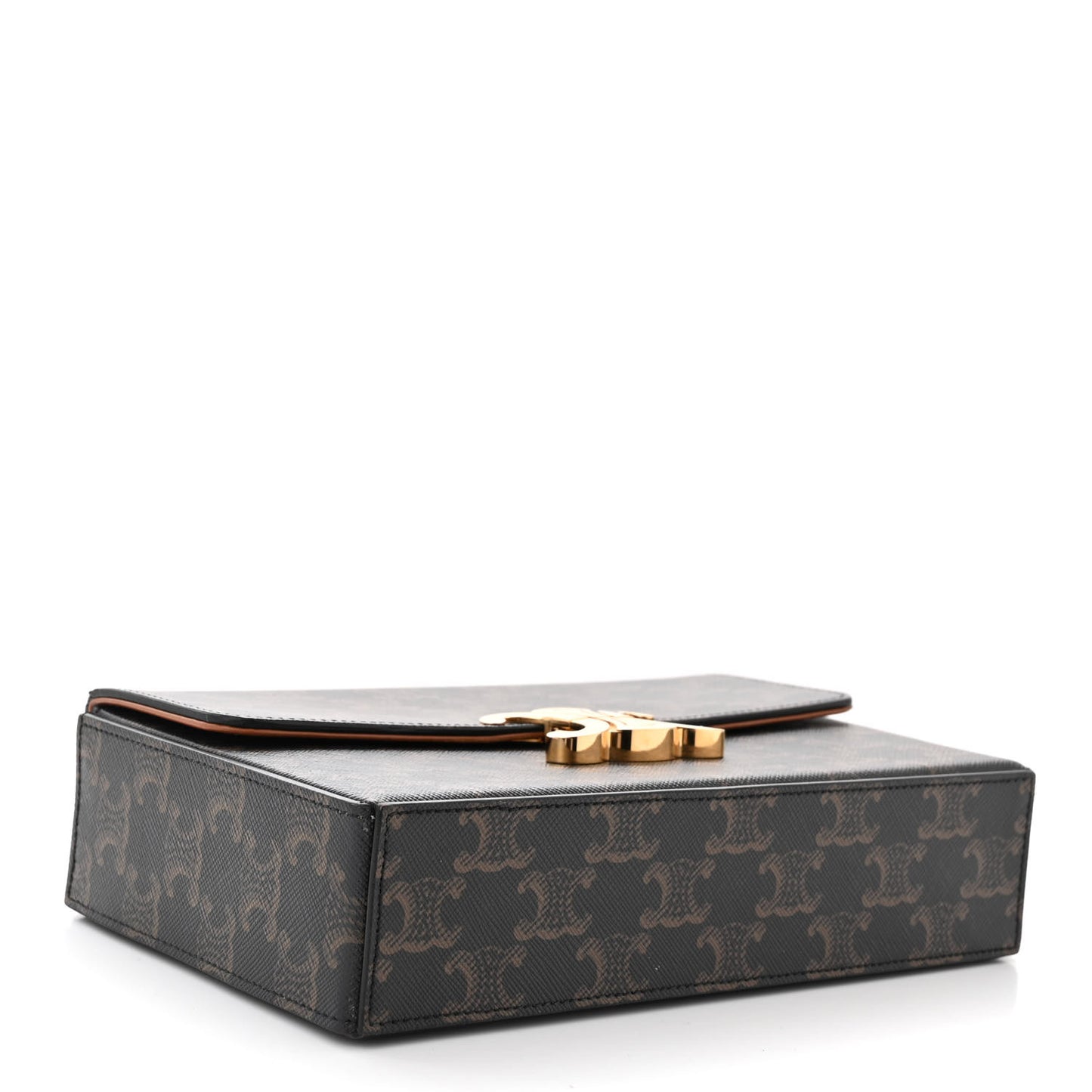 Canvas Calfskin Triomphe Box Top Handle Bag Tan