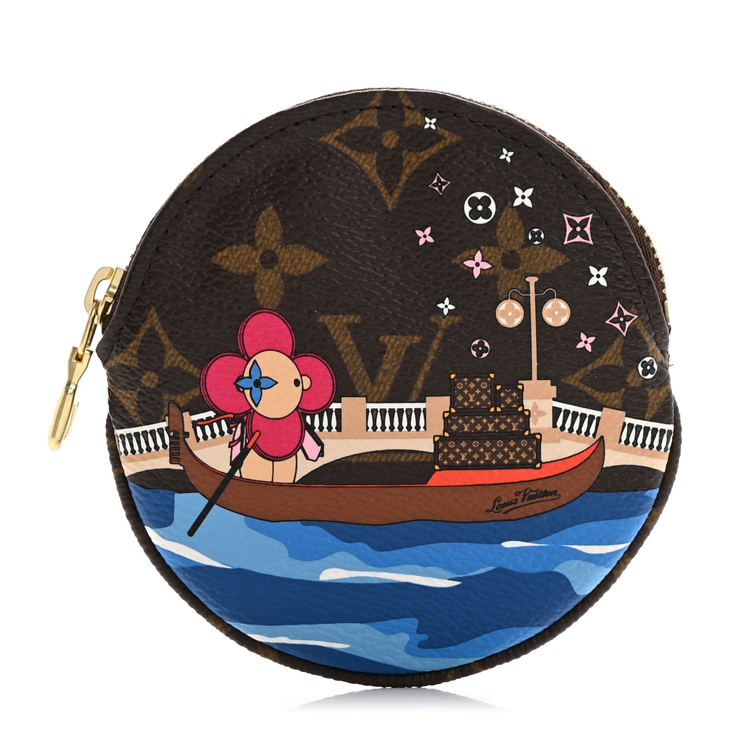 Monogram 2019 Christmas Animation Round Coin Purse Blue
